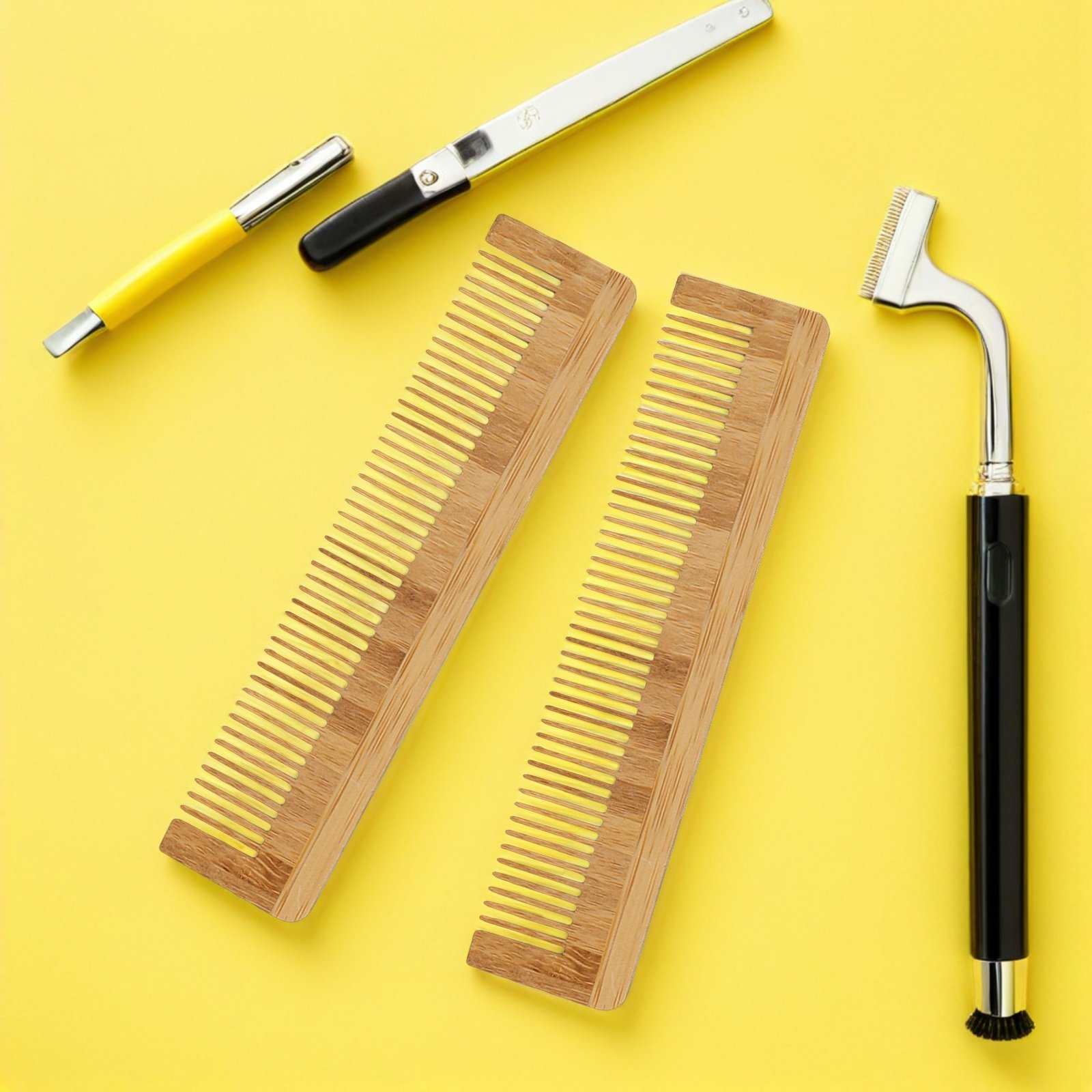 Grooming Men'S Hair - 12Pcs Disposable Wooden Beard Comb Bamboo
