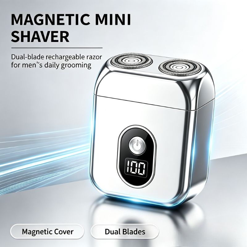 Men'S Grooming Blade - Dual‑Blade Waterproof Magnetic Mini Electric Shaver