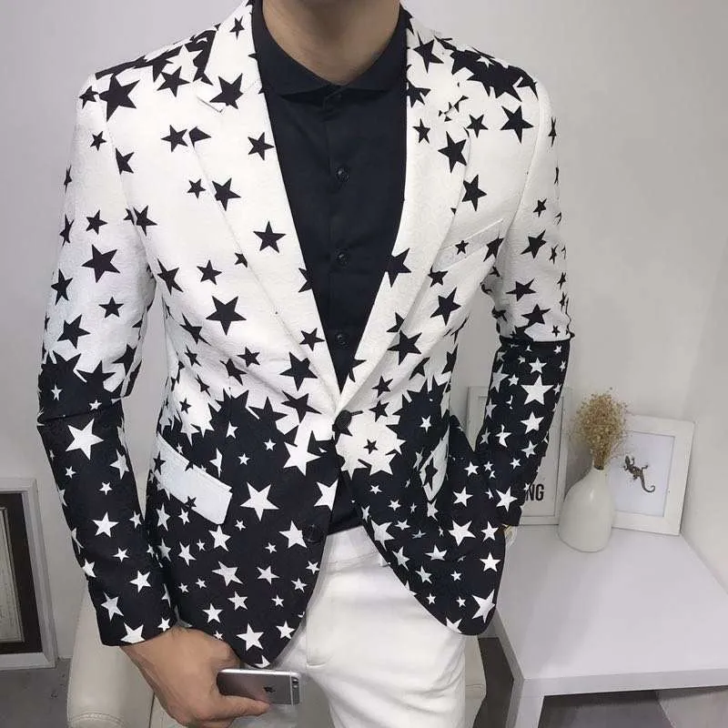 Men'S Grooming Club - Star Print Slim Fit Blazers 2026