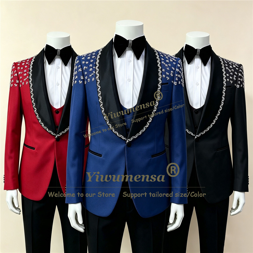 Mens Grooming Kit Luxury - Luxury Diamond Beaded Men's Suit Slim