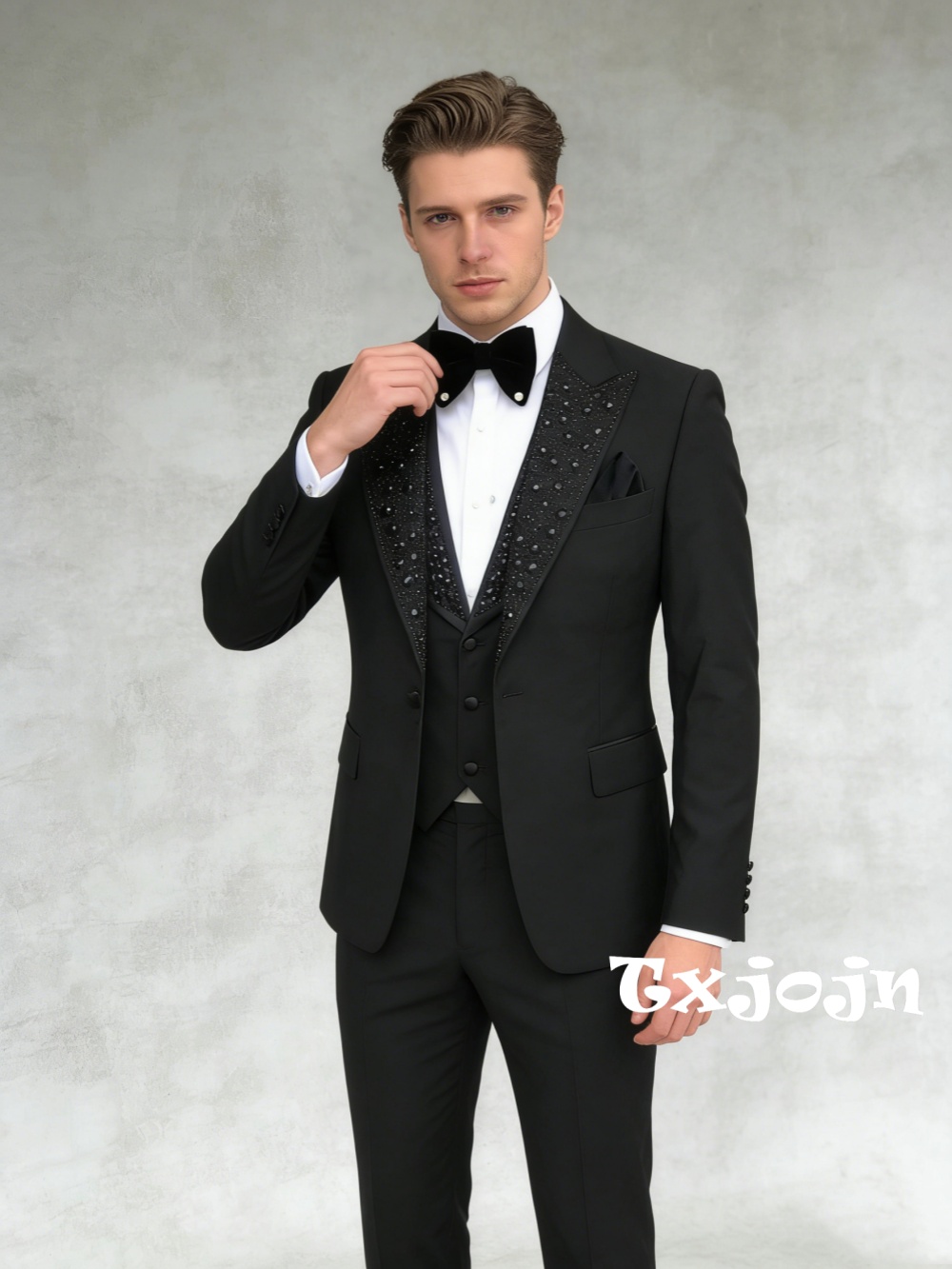 Mens Grooming Kit Luxury - Men's Black Beaded Suit Set 3
