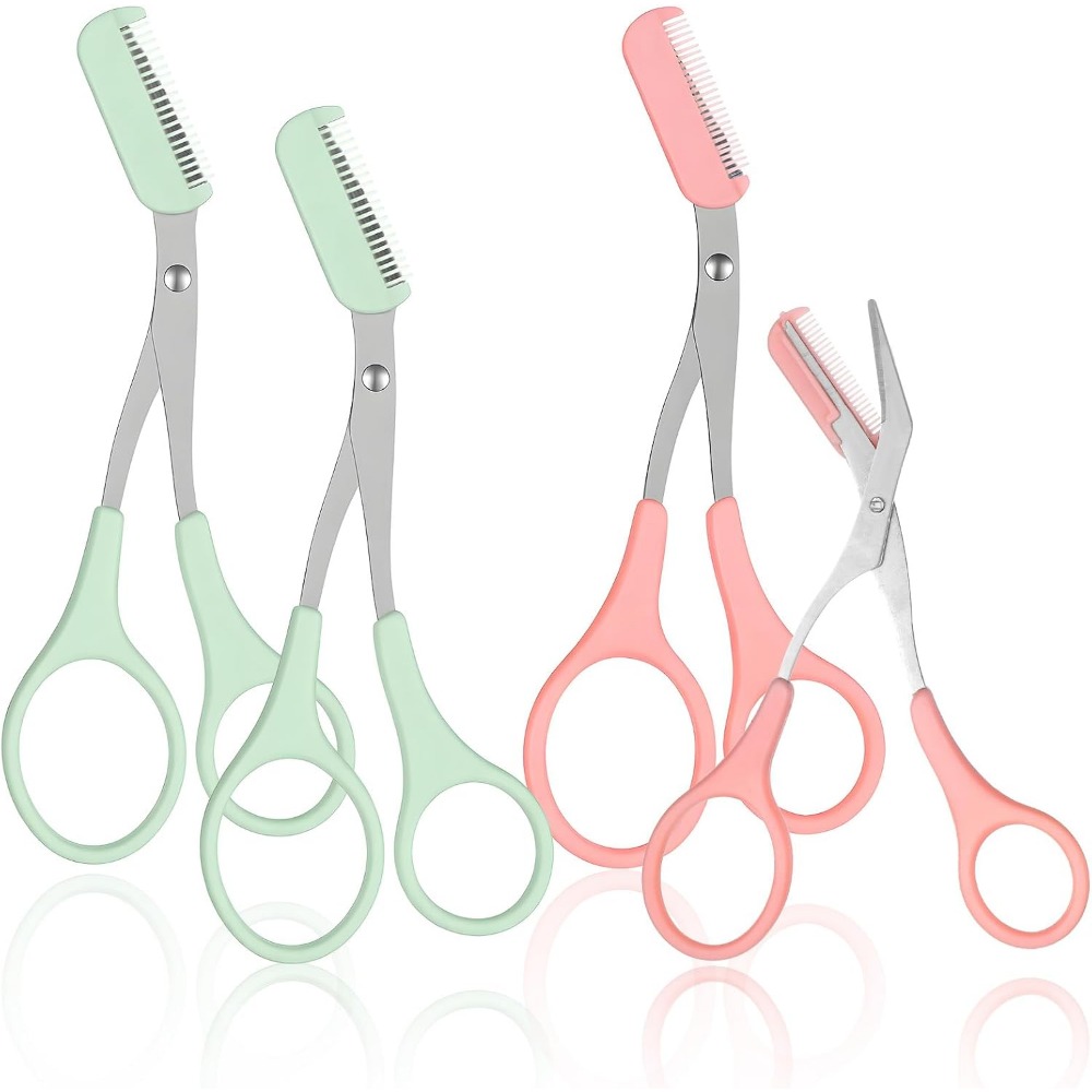 Men'S Grooming Eyebrow Trimming - 4-Piece Eyebrow Scissors Set, Clippers for
