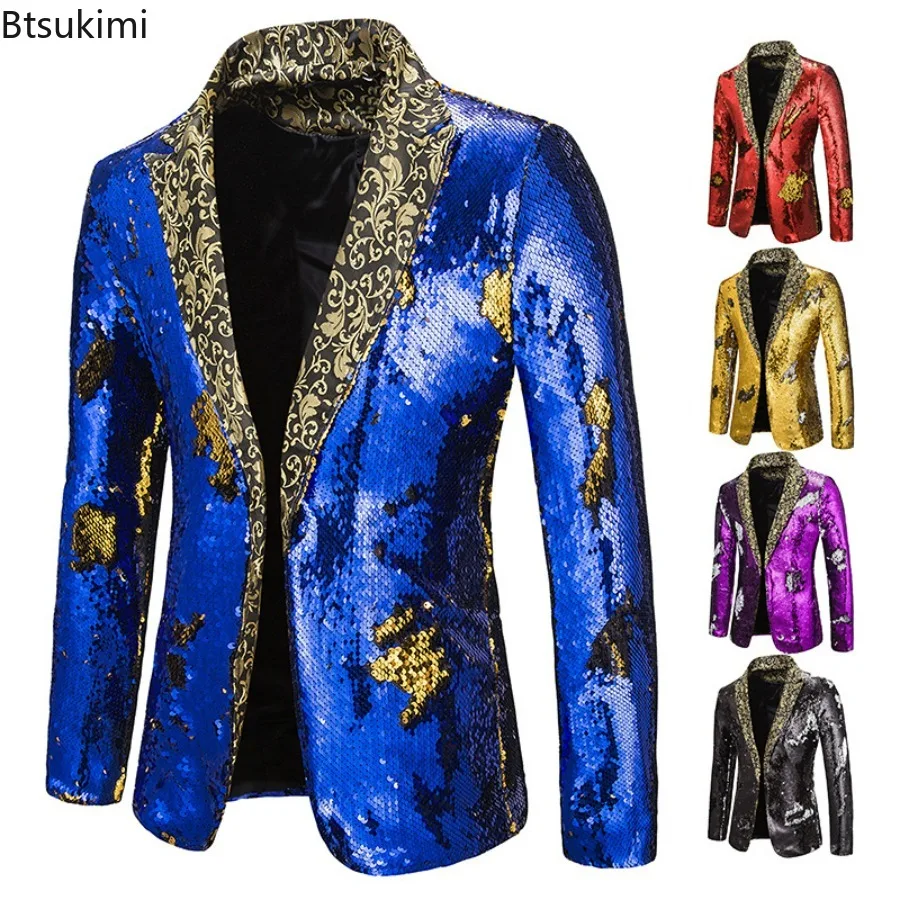 Men'S Grooming Club - New Men's Fashion Blazer Shiny Sequin