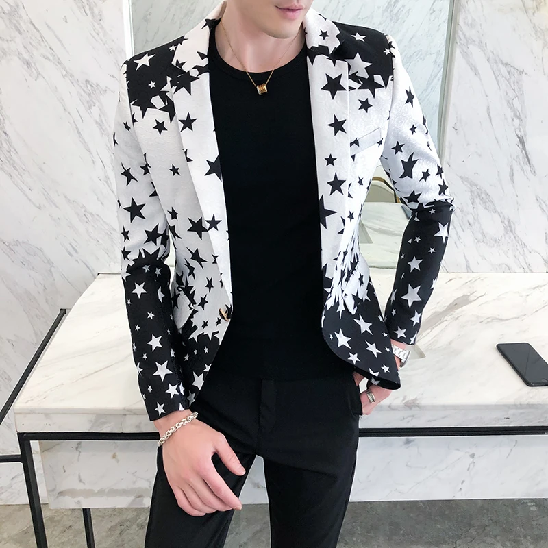 Star Print Slim Fit Blazers 20 - Men'S Grooming Club 评论和价格