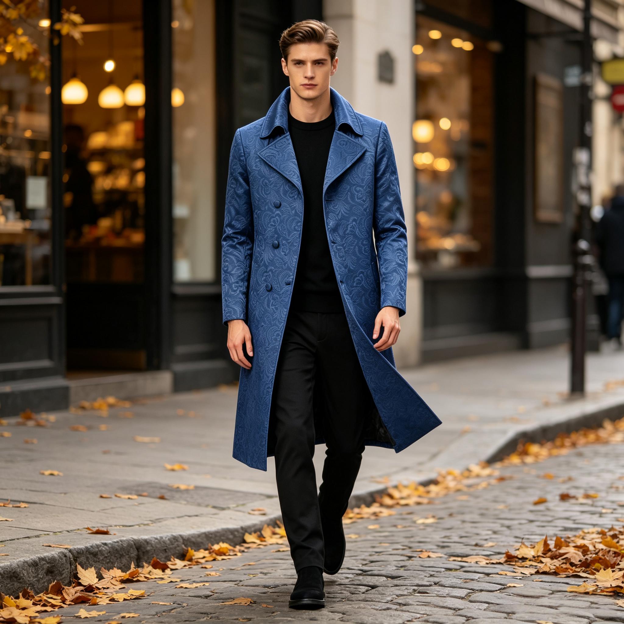 Men Luxury Jacquard Long Trenc - Men'S Grooming Club 评论和价格