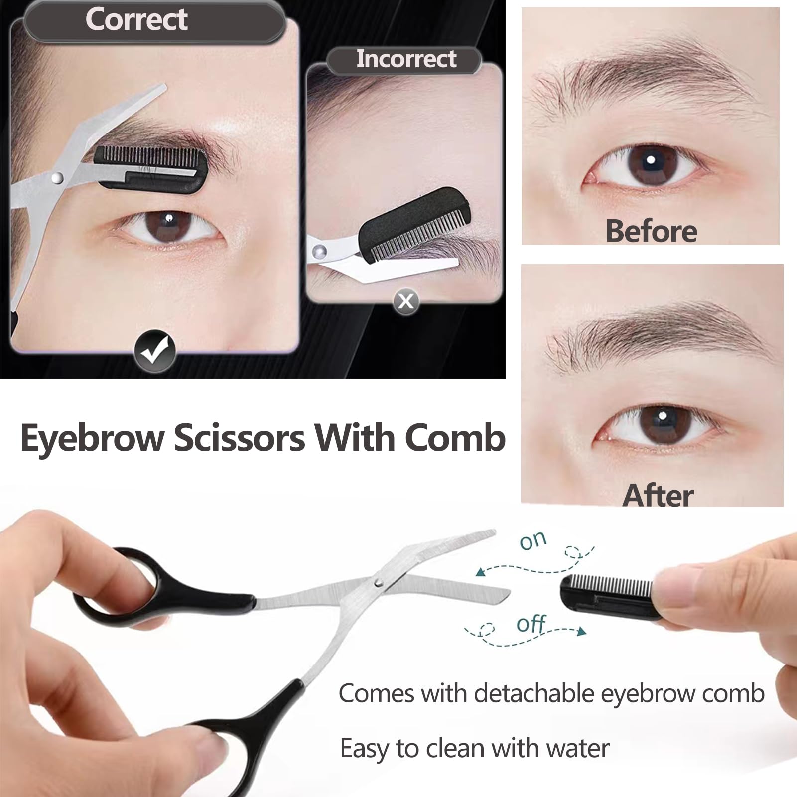 Eyebrow Scissors with Comb Fac - Men'S Grooming Facial 评论和价格