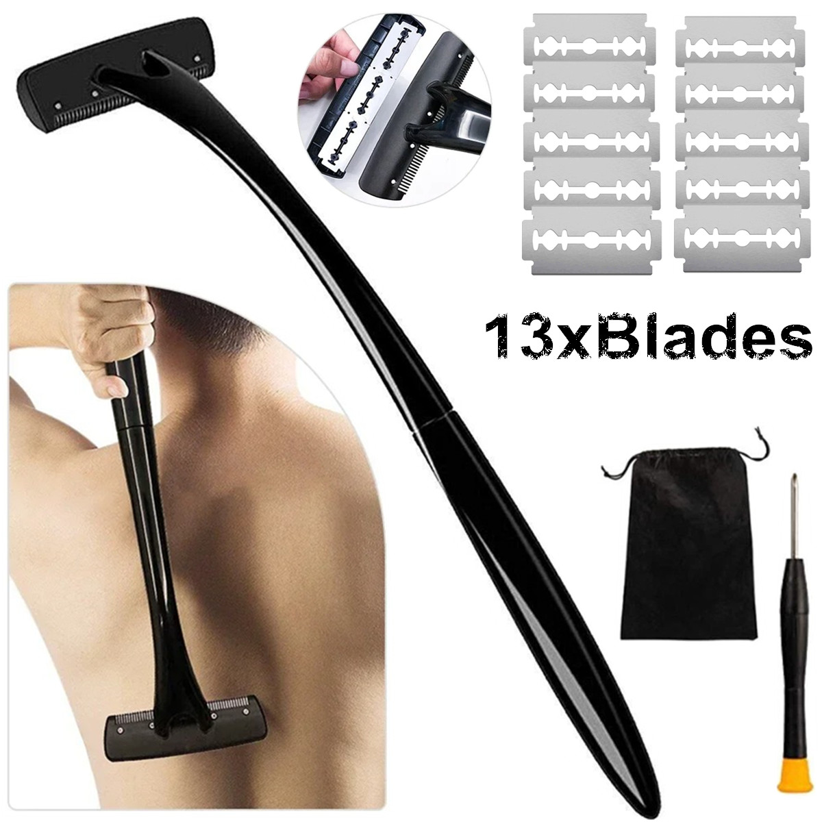 Long Handle Back Shaver for Me - Men'S Grooming Blade 评论和价格